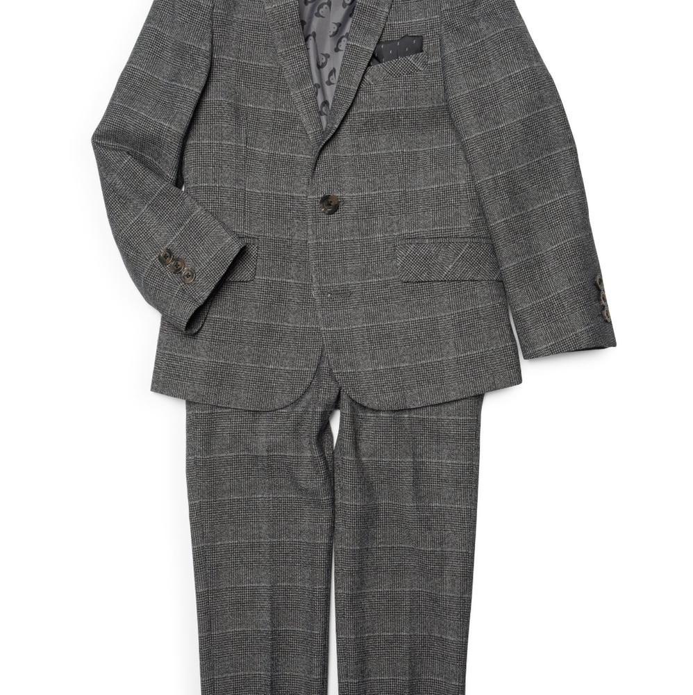 Appaman Boys Charcoal Grey Plaid Slim Suit